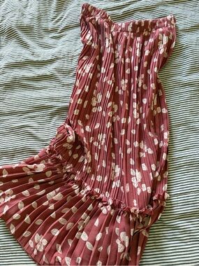 Alice Blue Rosewood Pink Floral Pleated Skirt